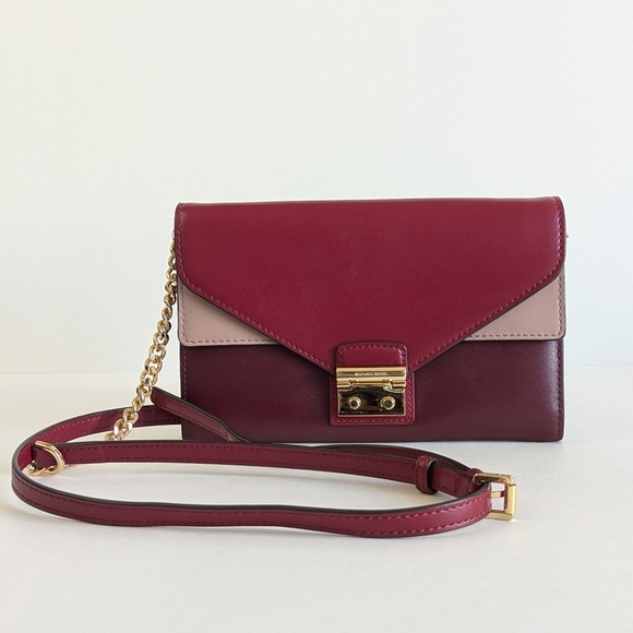 Michael Kors Sloan Convertible Color-Block Leather Chain Crossbody Wallet - Picture 2 of 15